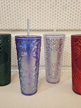 Starbucks Jeweled Tumblers with Straw NEW